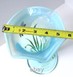 Fenton Vase Opalescent Blue Dragonfly Hand Painted Artist Signed N Kelley 2003
