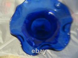 Fenton Vase with Deer in snow 9''tall Exc. Condition Blue Color