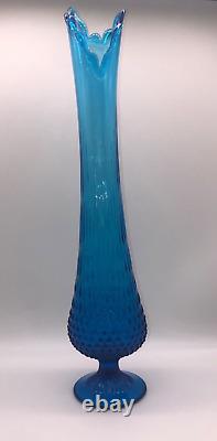 Fenton vase vintage MCM colonial blue swung glass 20 inch