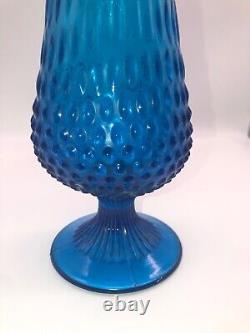 Fenton vase vintage MCM colonial blue swung glass 20 inch