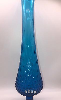 Fenton vase vintage MCM colonial blue swung glass 20 inch