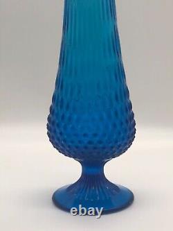 Fenton vase vintage MCM colonial blue swung glass 20 inch