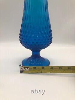 Fenton vase vintage MCM colonial blue swung glass 20 inch