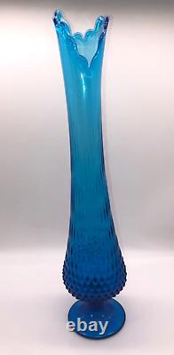 Fenton vase vintage MCM colonial blue swung glass 20 inch