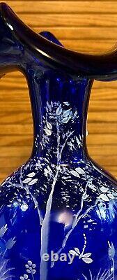 FentonCOBALT BLUE HP VASE WithFROG/DRAGONFLY/POND100 Anniversary Piece 2005