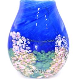 Fields And Fields 2004 Signed Blown Art Glass Vase Blue Monet Landscape Series