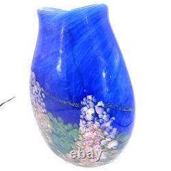Fields And Fields 2004 Signed Blown Art Glass Vase Blue Monet Landscape Series