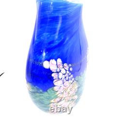 Fields And Fields 2004 Signed Blown Art Glass Vase Blue Monet Landscape Series