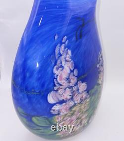 Fields And Fields 2004 Signed Blown Art Glass Vase Blue Monet Landscape Series
