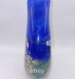 Fields And Fields 2004 Signed Blown Art Glass Vase Blue Monet Landscape Series