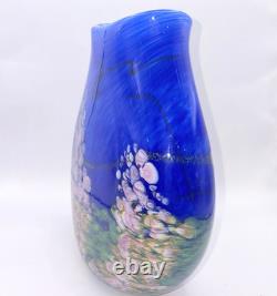 Fields And Fields 2004 Signed Blown Art Glass Vase Blue Monet Landscape Series