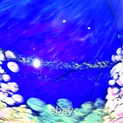 Fields And Fields 2004 Signed Blown Art Glass Vase Blue Monet Landscape Series