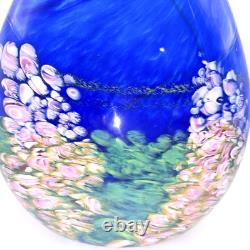 Fields And Fields 2004 Signed Blown Art Glass Vase Blue Monet Landscape Series