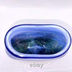 Fields And Fields 2004 Signed Blown Art Glass Vase Blue Monet Landscape Series