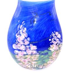 Fields And Fields 2004 Signed Blown Art Glass Vase Blue Monet Landscape Series Fields And Fields 2004 Signed Blown Art Glass Vase Blue Monet Landscape Series
