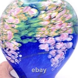 Fields And Fields 2004 Signed Blown Art Glass Vase Blue Monet Landscape Series