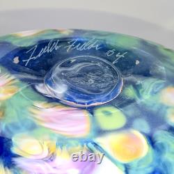 Fields And Fields 2004 Signed Blown Art Glass Vase Blue Monet Landscape Series