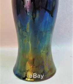 Fine 11 Antique KRALIK BOHEMIAN Iridized Art Glass Vase with Oil Spots c. 1920