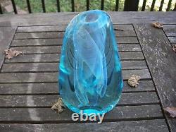 Fine GILBERT C. JOHNSON Studio Art Glass VASE-Aqua Blue-Dated 1983