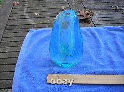 Fine GILBERT C. JOHNSON Studio Art Glass VASE-Aqua Blue-Dated 1983