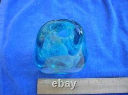 Fine GILBERT C. JOHNSON Studio Art Glass VASE-Aqua Blue-Dated 1983