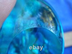 Fine GILBERT C. JOHNSON Studio Art Glass VASE-Aqua Blue-Dated 1983