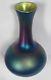 Fine Quality Cased Signed Quezal Iridescent Art Glass Vase in Persian Blue