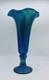 Fine Signed LUNDBERG Iridescent Blue Aurene Glass Trumpet Vase 10 Tall