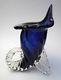 Fine Vintage Archimede Seguso Italian Murano Blue Glass Cornucopia Vase