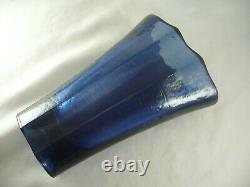 Fire & Light Recycled Glass 9-1/8 Cobalt Blue AURORA Vase Free US Shipping