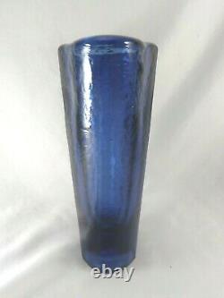 Fire & Light Recycled Glass 9-1/8 Cobalt Blue AURORA Vase Free US Shipping