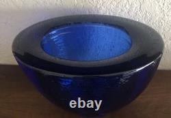 Fire and Light Cobalt Blue Glass Bowl Vase