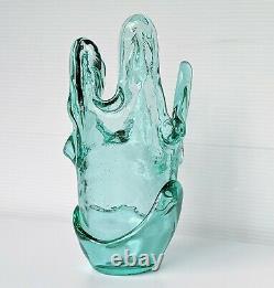 Fire and Light Originals Recycled Glass Aqua Splash Vase Signed Gorgeous Retired