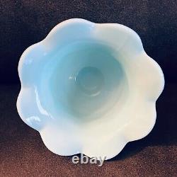 Fostoria Aqua Blue Turquoise Milk Glass Diamond Swag Lincoln Drape Bowl 3.5