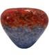 Franco Moretti signed Murano, Italy Oval Glass Vase fire&ice Red/Blue, 6 1/2H