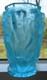 Frantisek Halama Czech Frosted Blue Art Glass Vase F. H. 60/2500 5.5T RARE Blue