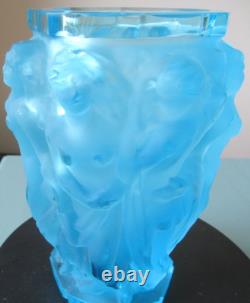 Frantisek Halama Czech Frosted Blue Art Glass Vase F. H. 60/2500 5.5T RARE Blue