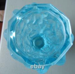 Frantisek Halama Czech Frosted Blue Art Glass Vase F. H. 60/2500 5.5T RARE Blue