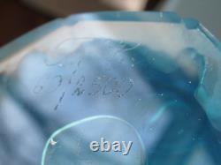 Frantisek Halama Czech Frosted Blue Art Glass Vase F. H. 60/2500 5.5T RARE Blue