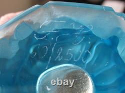 Frantisek Halama Czech Frosted Blue Art Glass Vase F. H. 60/2500 5.5T RARE Blue