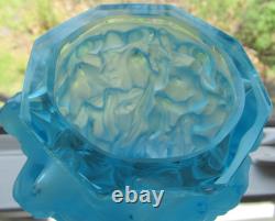 Frantisek Halama Czech Frosted Blue Art Glass Vase F. H. 60/2500 5.5T RARE Blue