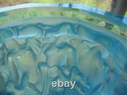 Frantisek Halama Czech Frosted Blue Art Glass Vase F. H. 60/2500 5.5T RARE Blue