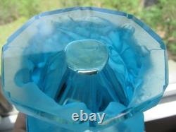 Frantisek Halama Czech Frosted Blue Art Glass Vase F. H. 60/2500 5.5T RARE Blue