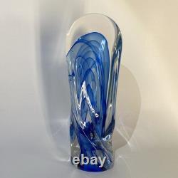 Freeform Abstract Molten Art Glass Blue-to-Clear 13 Sommerso Style Heavy