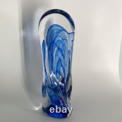 Freeform Abstract Molten Art Glass Blue-to-Clear 13 Sommerso Style Heavy
