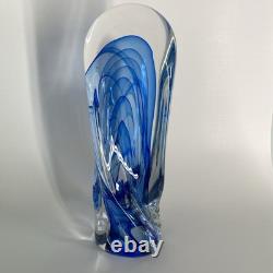 Freeform Abstract Molten Art Glass Blue-to-Clear 13 Sommerso Style Heavy