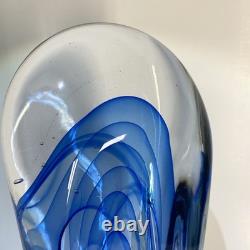 Freeform Abstract Molten Art Glass Blue-to-Clear 13 Sommerso Style Heavy