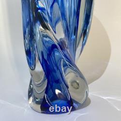 Freeform Abstract Molten Art Glass Blue-to-Clear 13 Sommerso Style Heavy