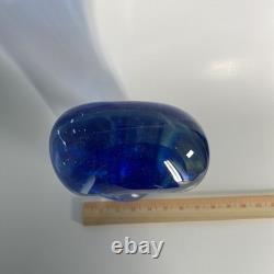 Freeform Abstract Molten Art Glass Blue-to-Clear 13 Sommerso Style Heavy