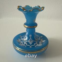 French 19th Century Blue Opaline Cut Glass Vase Palm Beach Estate Find